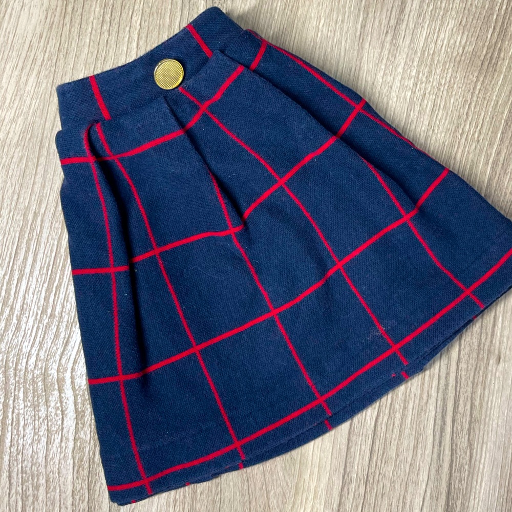 Zara girl plaid pleated  skirt red blue size 4